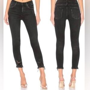Agolde Sophie High Rise Faded Black Ankle Skinny Crop Jeans Size 29 Women's